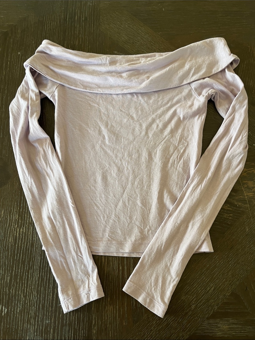 Full Tilt Lavender Off-Shoulder Long Sleeve Tee